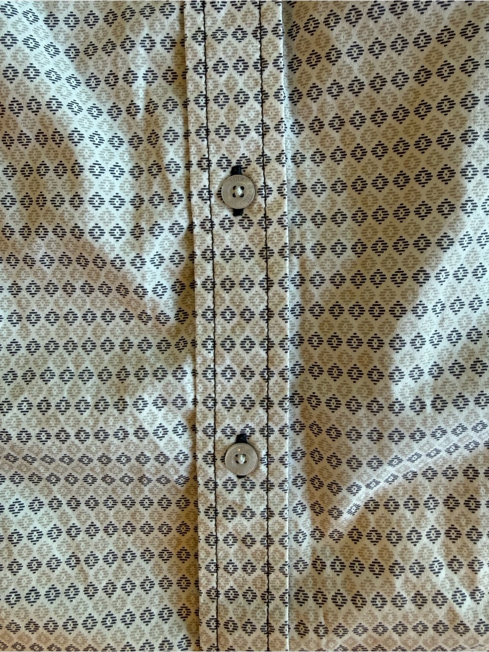 Prana Men’s White Short Sleeve Geo Print Button-Down Shirt - Picture 8 of 8